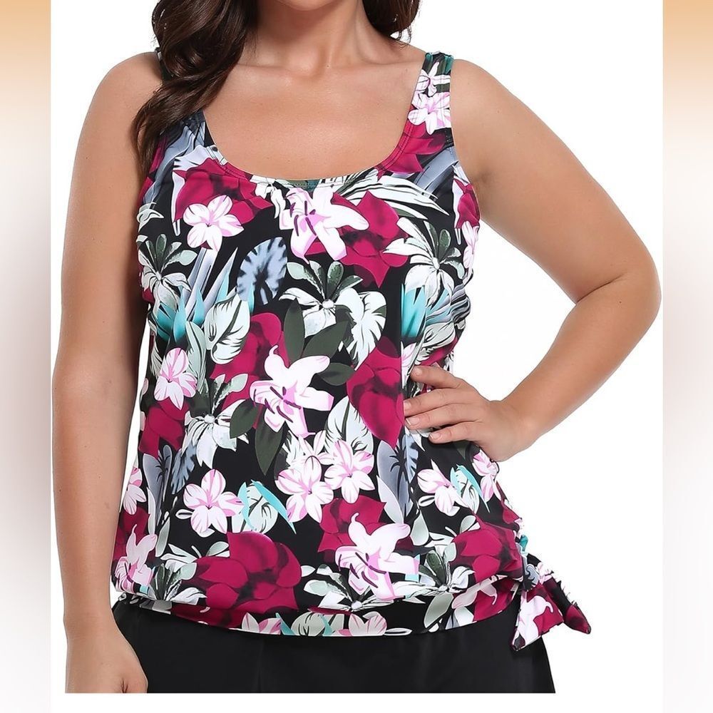NWT SZ 20 FULLFITALL‎ Tankini Top Printed Swimwear Bathing Suit Tank Top Only